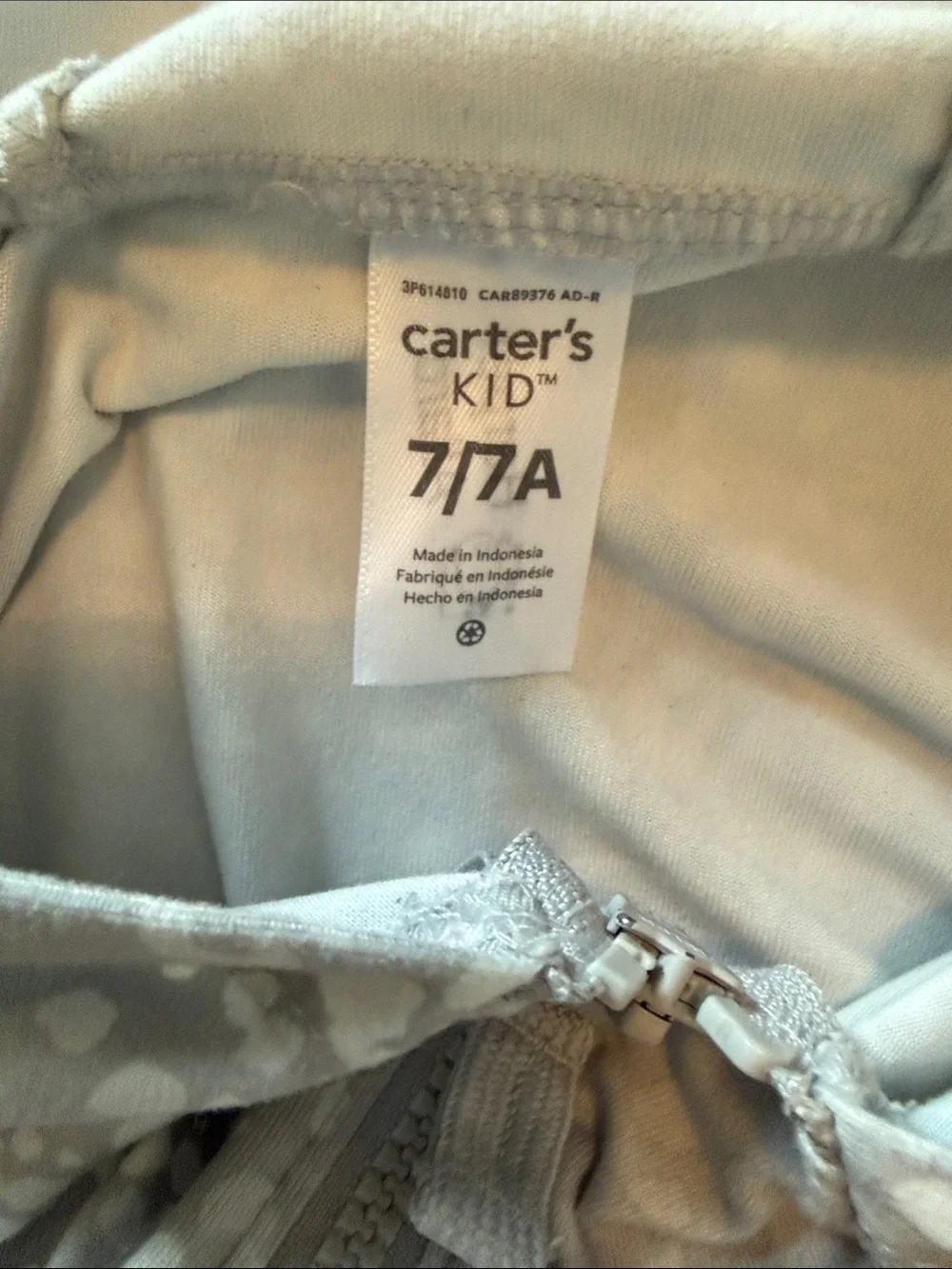 Carter's Light Gray and White Leopard Zip Hoodie